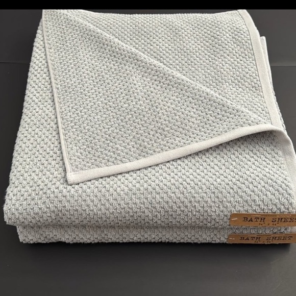 2pc ECOEXISTENCE Bamboo Zero Twist Loops Bath Sheet Towel - Pearl Grey - Picture 2 of 5